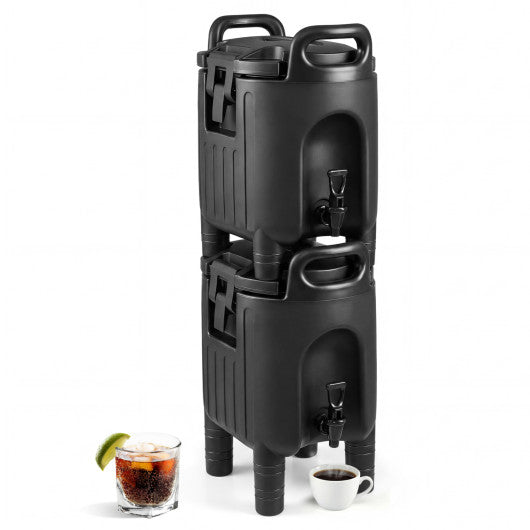 Insulated Beverage Dispensers Set of 2 Hot and Cold Drink Server Carriers with Ergonomic Handles-Black