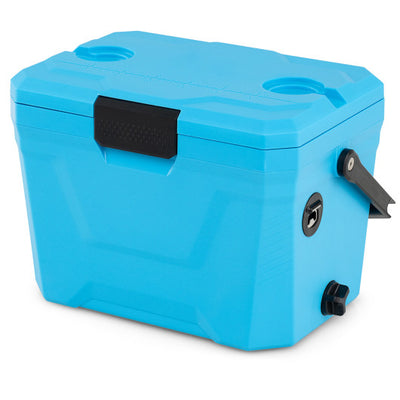 Insulated Portable Cooler Hard Shell Ice Chest with 2 Cup Holders-Blue