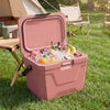 Insulated Portable Cooler Hard Shell Ice Chest with 2 Cup Holders-Pink
