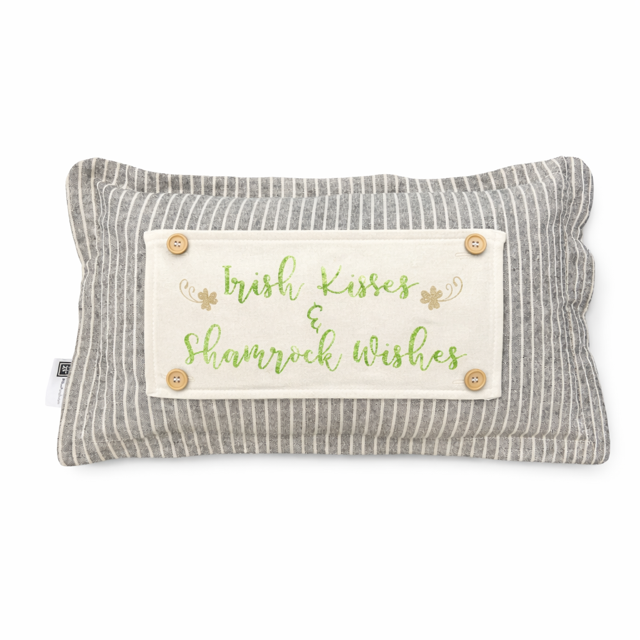 PILLOW ONLY (with fluffy insert): Galvinized Charcoal/Cream Farm Stripes: RECTANGLE CREAM/ DARK CHARCOALSTRIPES PILLOW (with insert)