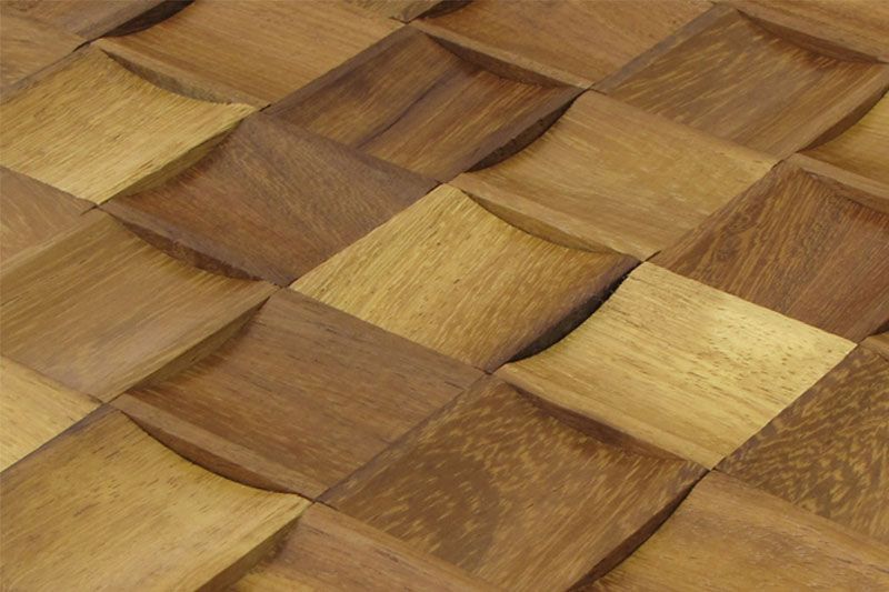 Iroko Prolate Mesh-mounted Wood Mosaic Wall Tile - Livfloors Collection