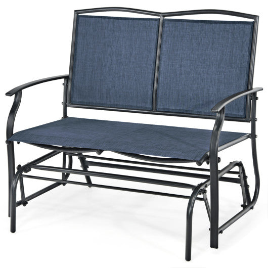Iron Patio Rocking Chair for Outdoor Backyard and Lawn-Navy