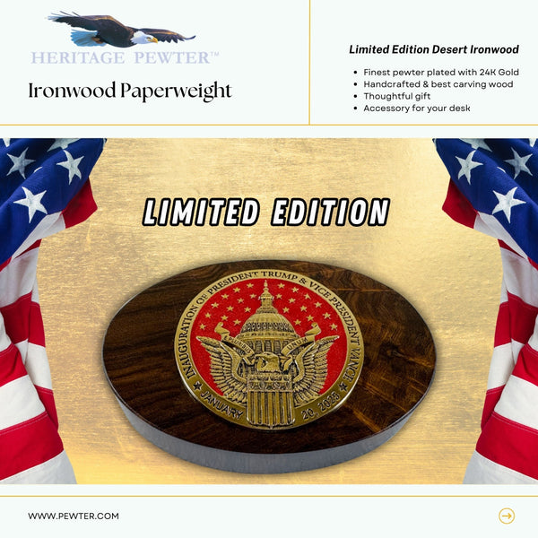 Trump & Vance Inauguration 2025 Desert Ironwood Paperweight - Limited Edition