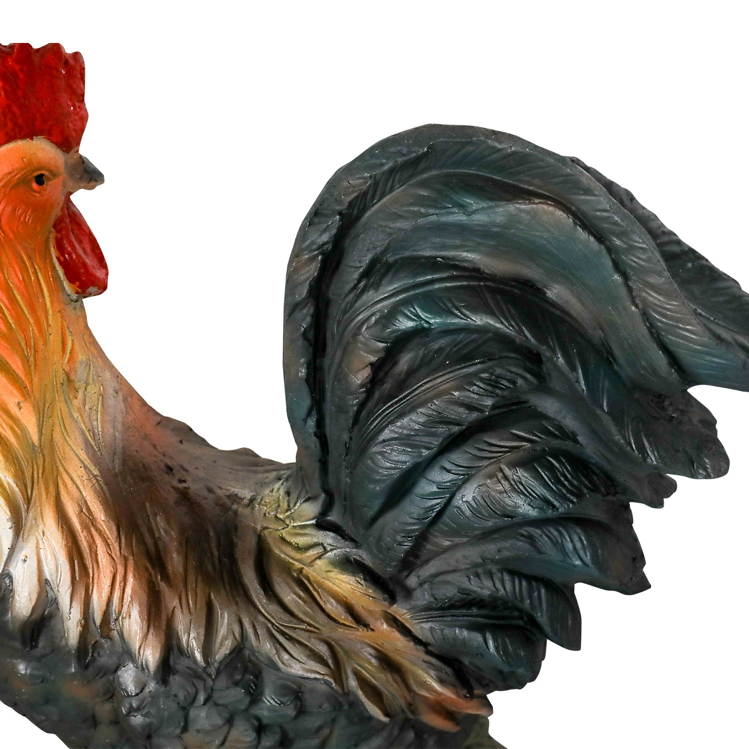 Concrete Rooster Statue Hand Painted Farmhouse 22 In