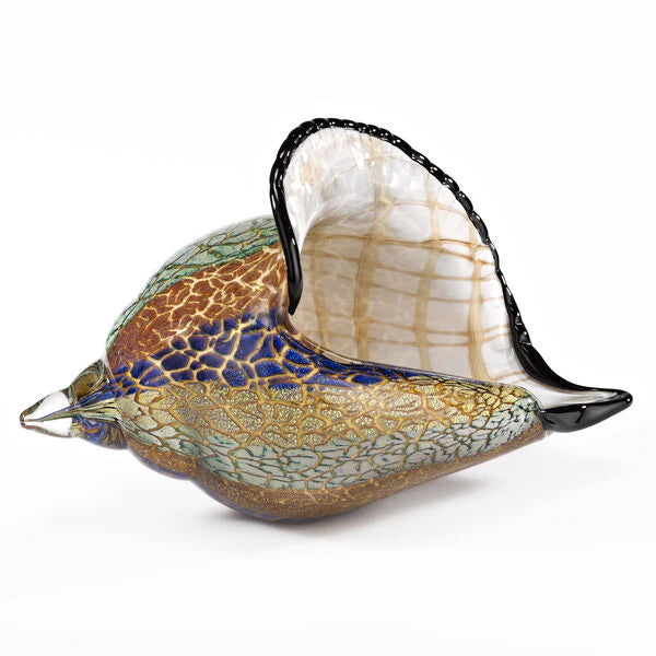 Murano Style Artistic Glass Large Conch Shell L 13 x h 8