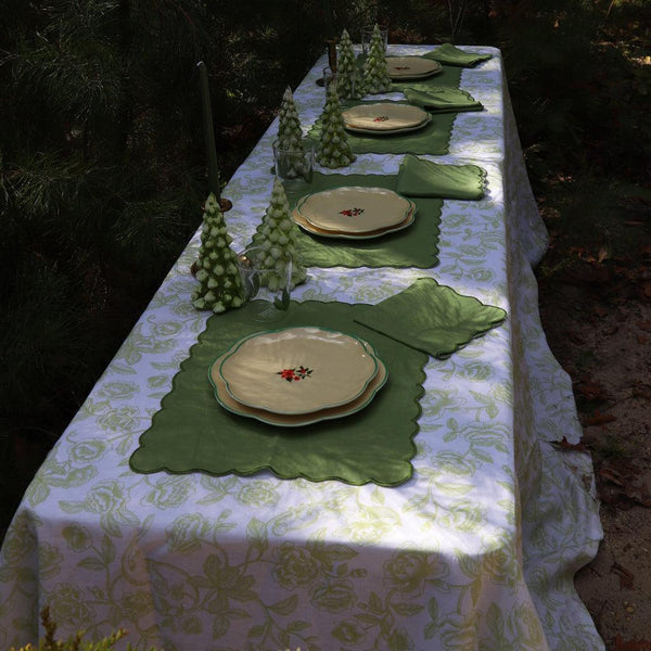 Ivory Flora Parlour Premium Linen Tablecloth