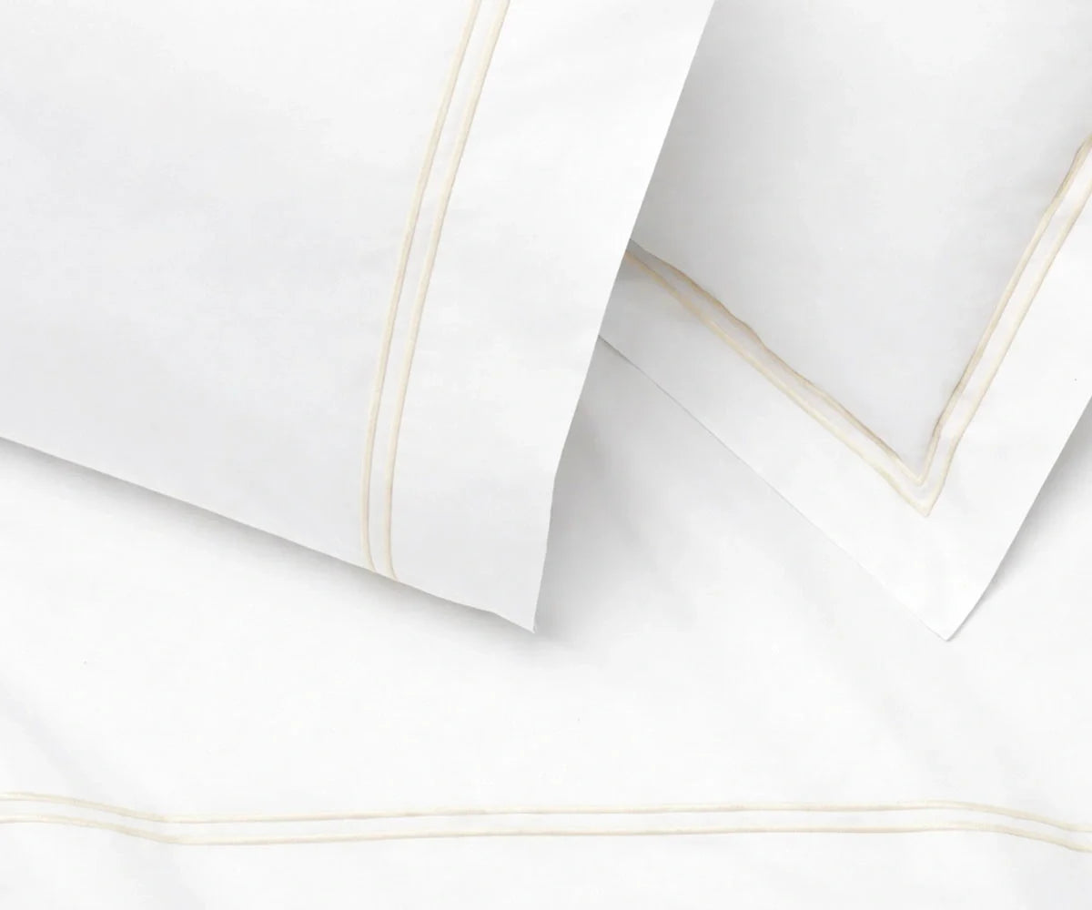 Cotton Flat Sheet - Line Embroidery