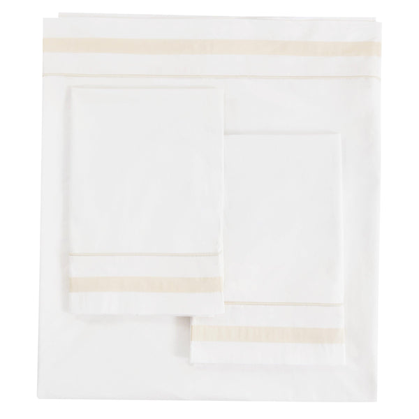 Classic Double Border Percale Cotton Sheet Set
