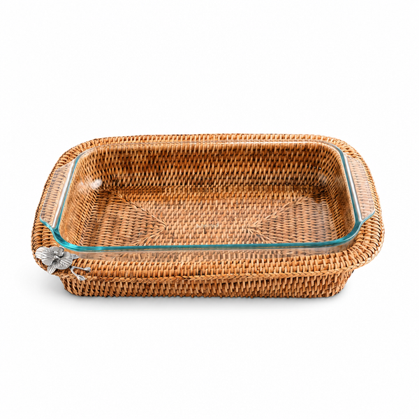 Orchid Hand Woven Wicker Rattan 3qt Rectangular Casserole Holder