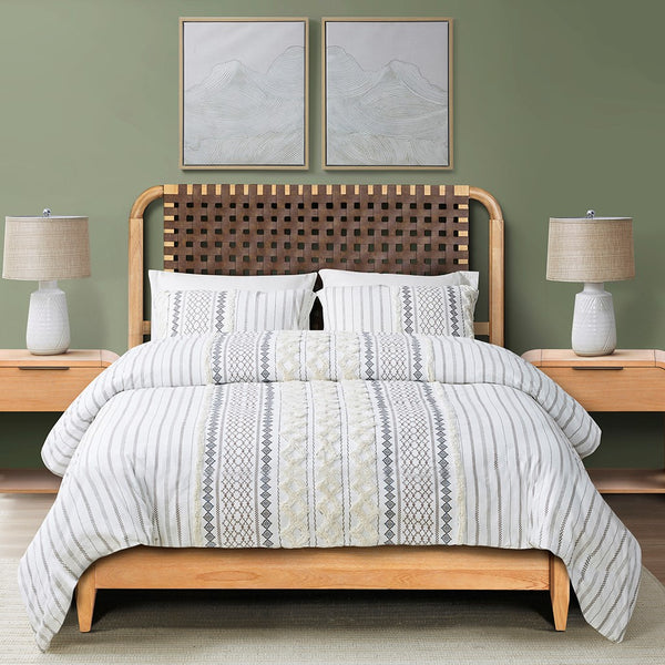 JAMESON WOVEN FAUX LEATHER BED QUEEN - NATURAL at Gifts for You 'n Me.com