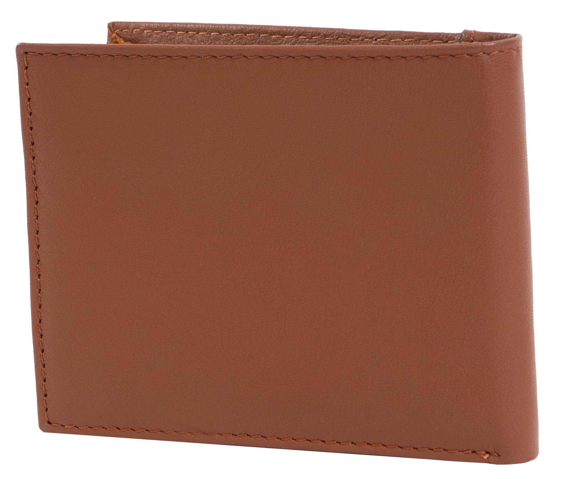 Jack Abrahams Goat Nappa Leather Bi-Fold Top Front Wallet- Cognac/Black