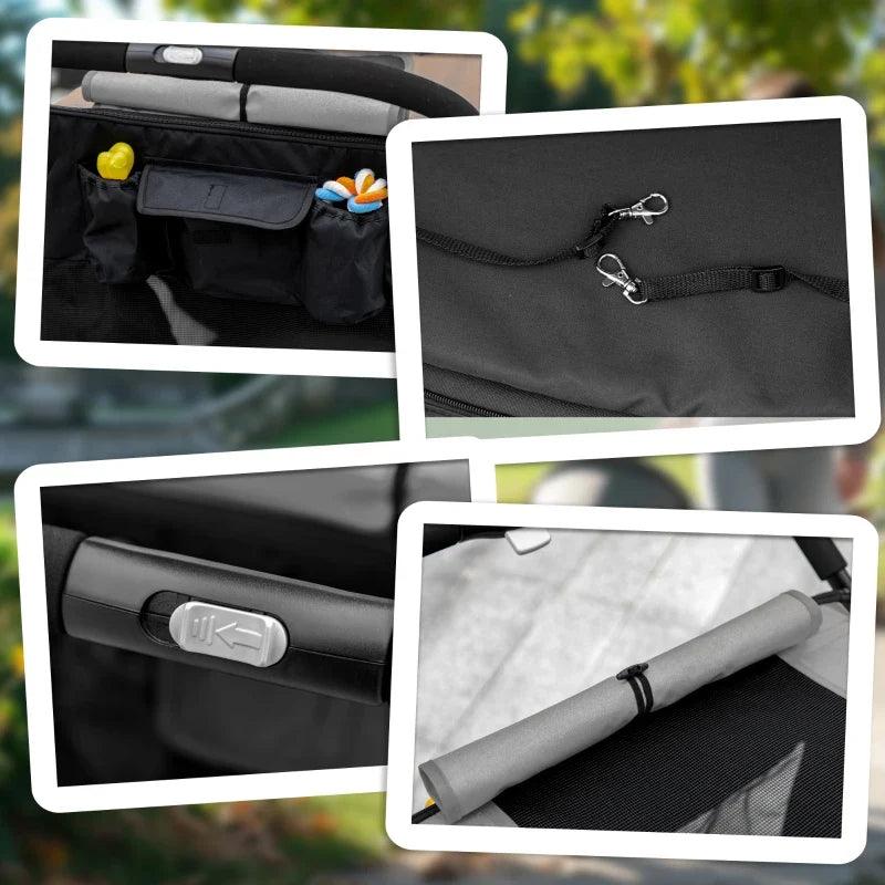 One-Click Foldable Stroller for Large Medium Small Dogs, Pet, Cats with Storage