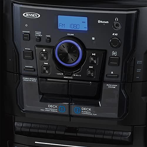 JENSEN Shelf Stereo System with Bluetooth, Turntable, 3-CD Changer & Dual Cassette - Gifts for You 'n Me