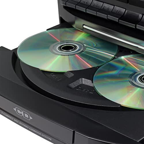 JENSEN Shelf Stereo System with Bluetooth, Turntable, 3-CD Changer & Dual Cassette - Gifts for You 'n Me