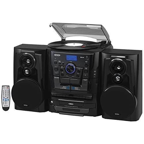 JENSEN Shelf Stereo System with Bluetooth, Turntable, 3-CD Changer & Dual Cassette - Gifts for You 'n Me