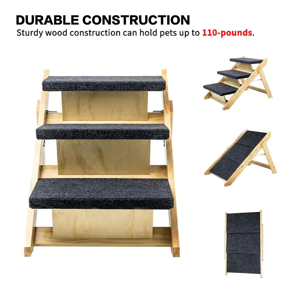 3-Tier Wood Pet Steps and Ramp