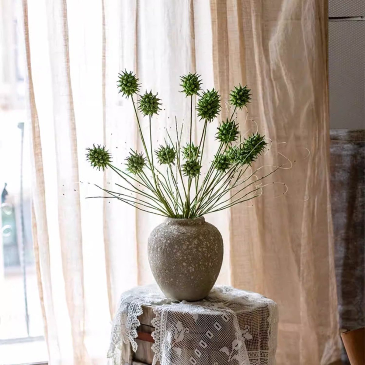 Faux Thistle Seed Pod Stem 33