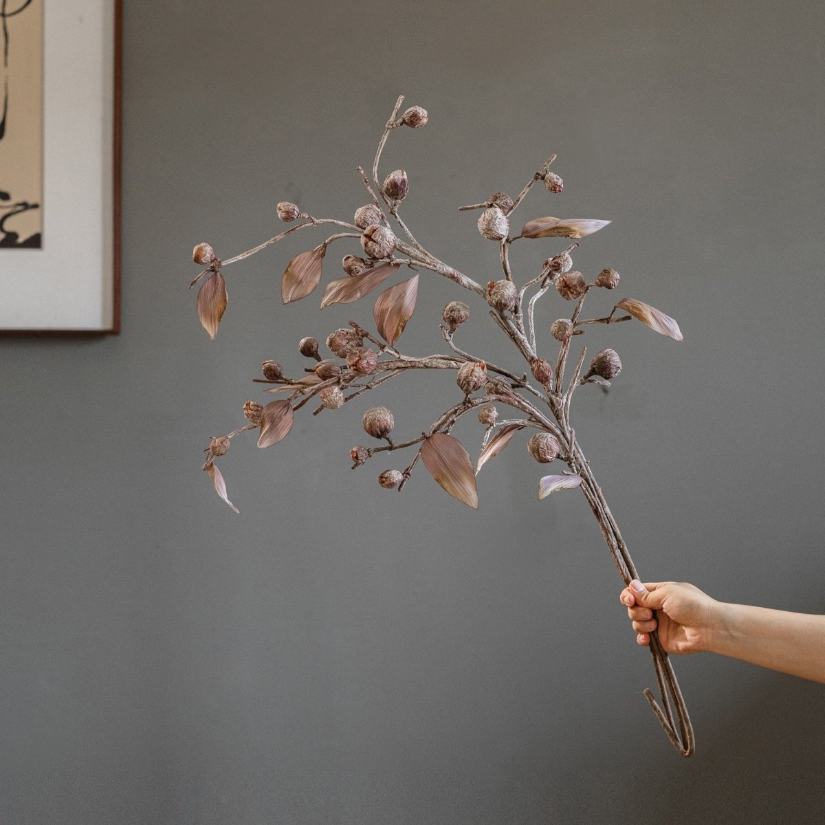 Brown Faux Pod Branch with Leaves 43