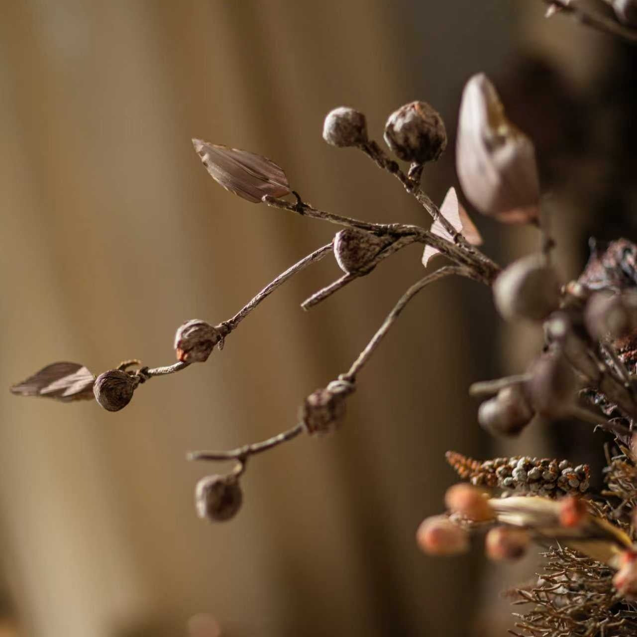 Brown Faux Pod Branch with Leaves 43