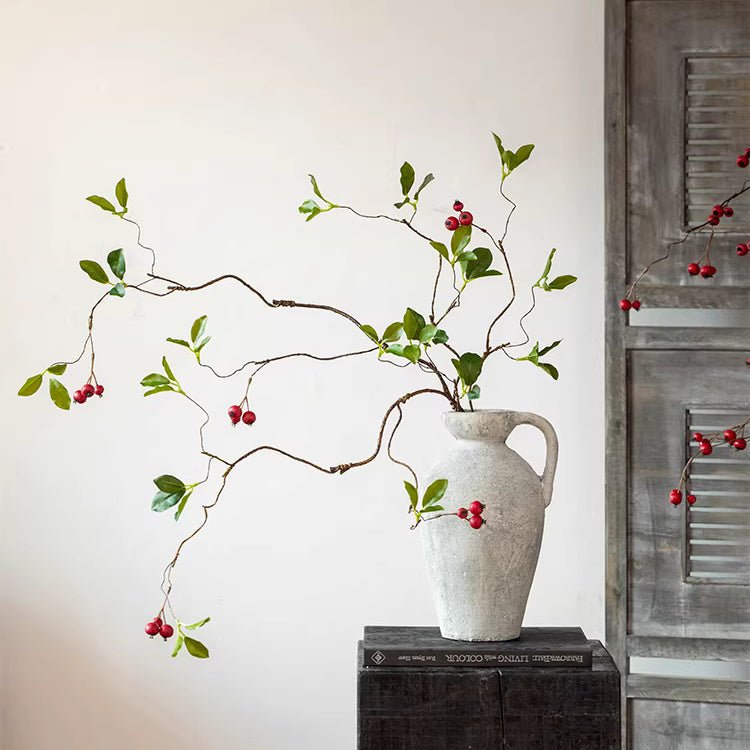 Faux Berry Leaf Branch Stem 45.2