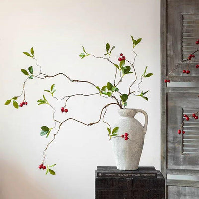 Faux Berry Leaf Branch Stem 45.2