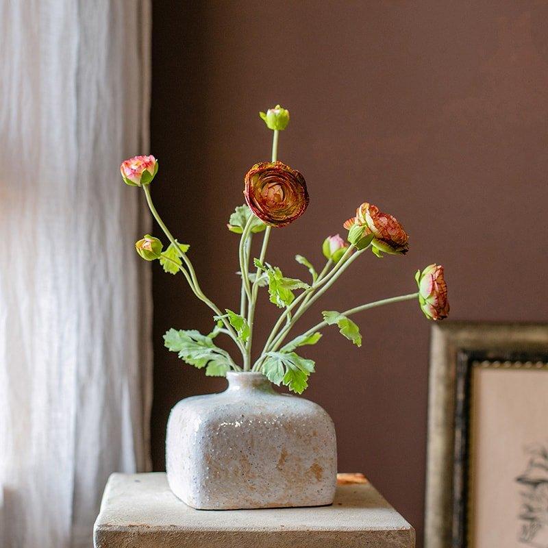 Faux Silk Artificial Buttercup Flower Bundle in Orange 21