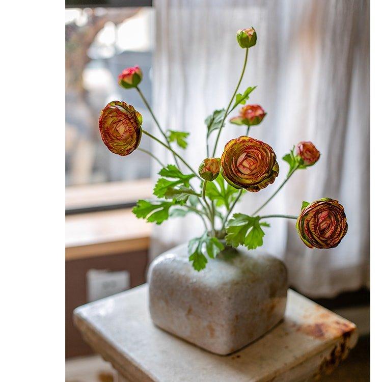 Faux Silk Artificial Buttercup Flower Bundle in Orange 21