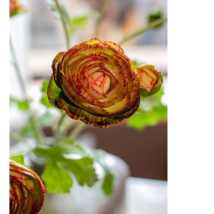 Faux Silk Artificial Buttercup Flower Bundle in Orange 21