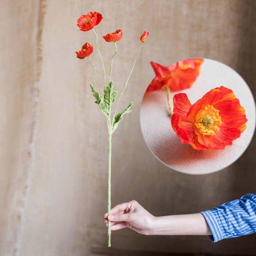 Silk Common Poppy Flower Stem 22