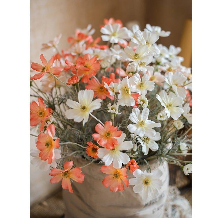 Faux Silk Artificial Cosmos Stem in Orange or White 24