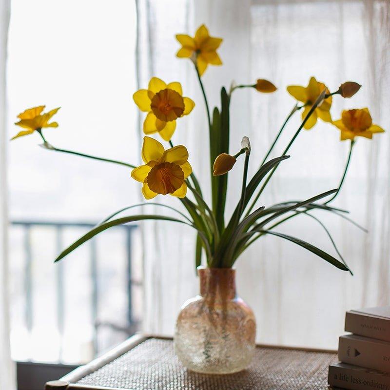 Artificial Silk Yellow Faux Daffodil Flower Stem 19
