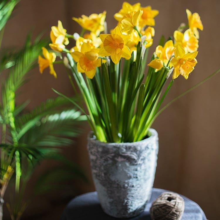 Artificial Silk Yellow Faux Daffodil Flower Stem 19