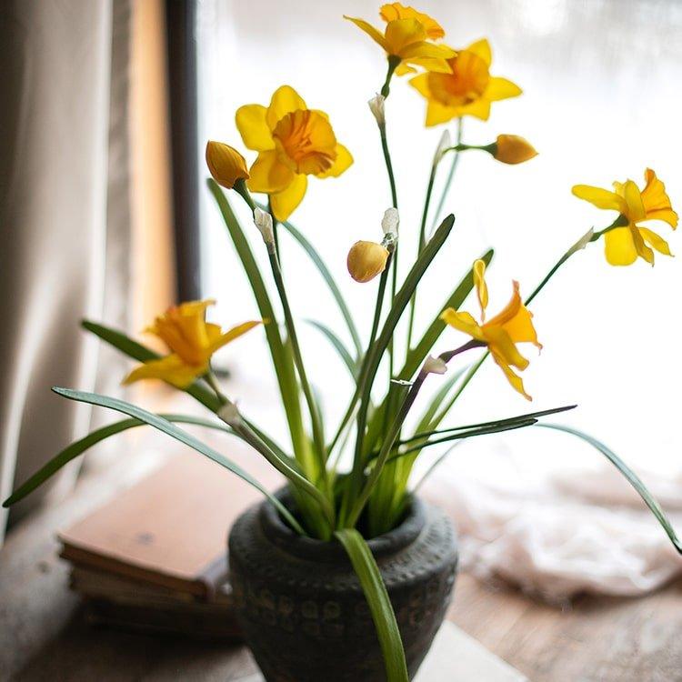 Artificial Silk Yellow Faux Daffodil Flower Stem 19