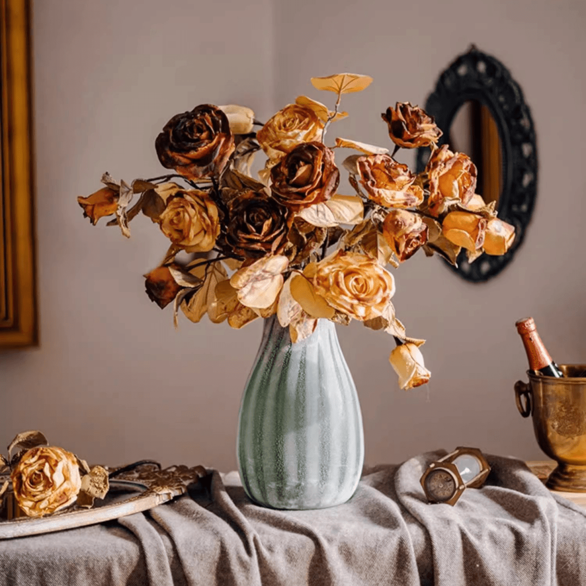 French Dried Look Faux Rose Stem 26