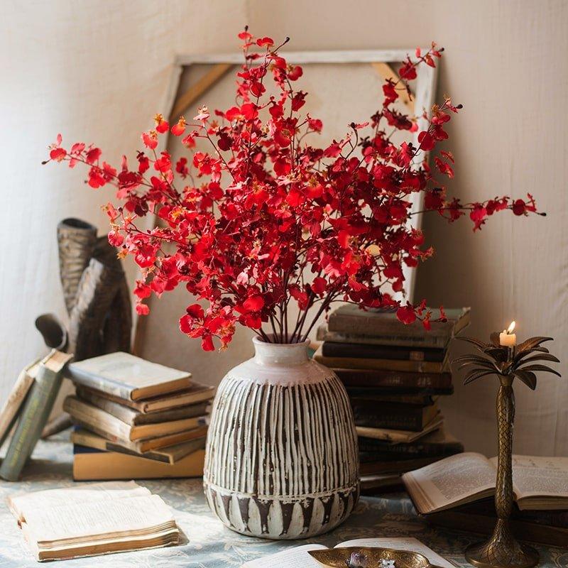 Impressionist Oncidium Orchid Stem in Red 31