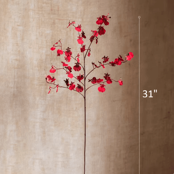 Impressionist Oncidium Orchid Stem in Red 31