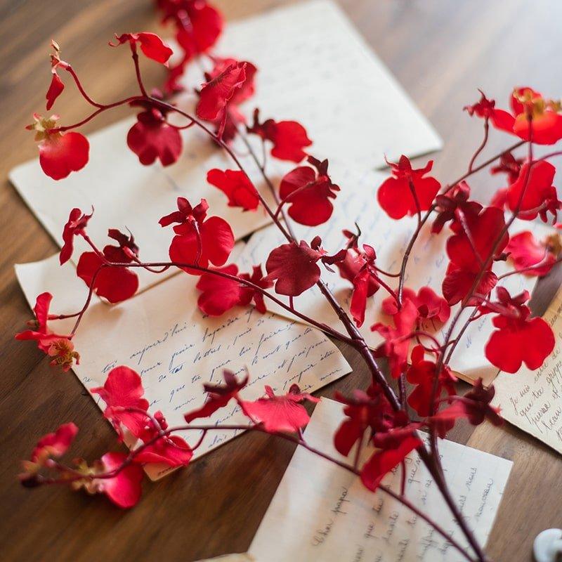Impressionist Oncidium Orchid Stem in Red 31