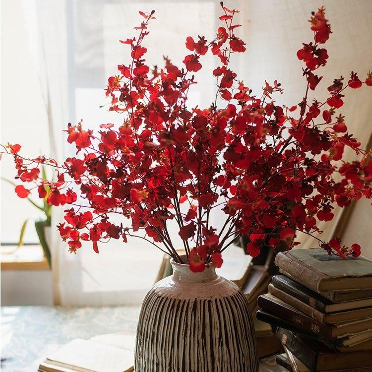 Impressionist Oncidium Orchid Stem in Red 31