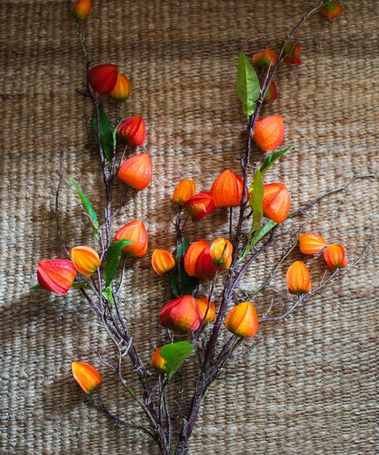 Artificial Makino Fruit Stem in Orange Red 39