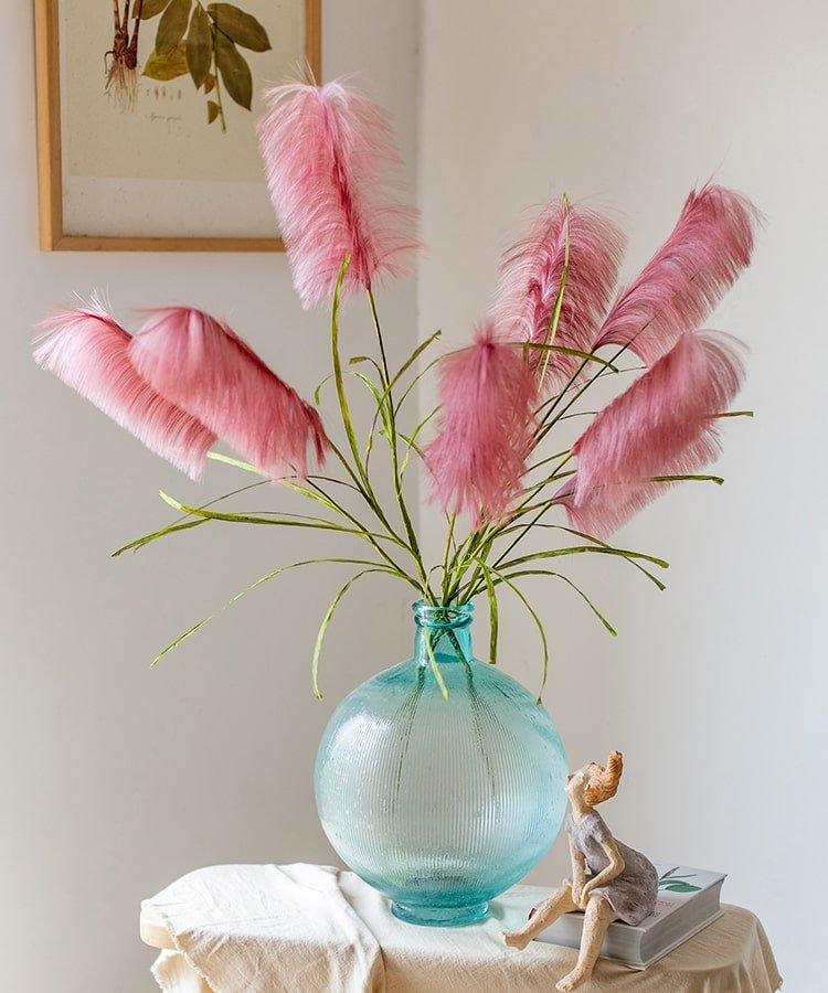 Faux Silk Artificial Pink Reed Grass Stem 45