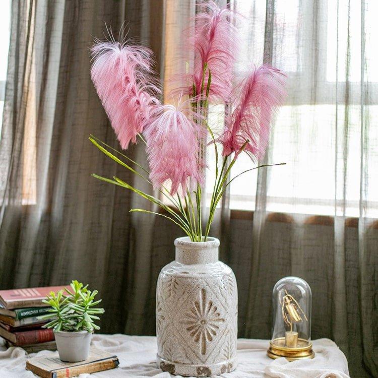 Faux Silk Artificial Pink Reed Grass Stem 45