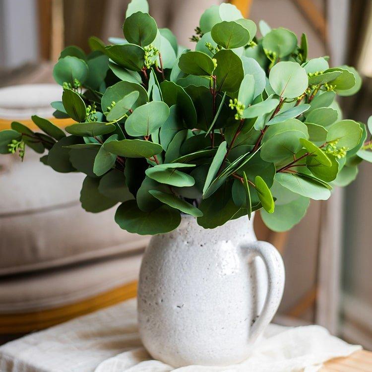 Artificial Faux Round Leaf Eucalyptus Bundle 16