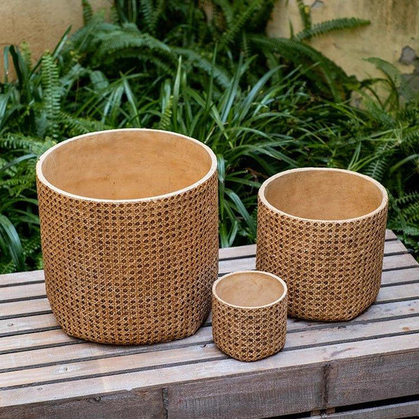 Rattan Texture Cement Planter
