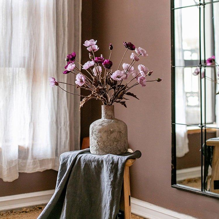 Faux Silk Rustic Poppy Flower Stem in Purple 23
