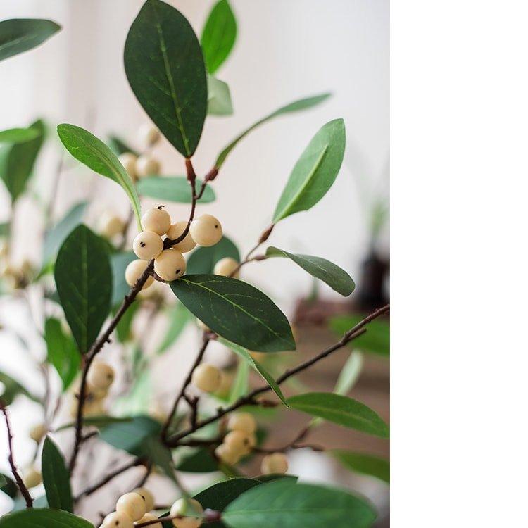 Artificial Fruit Snow Berry Leaf Stem 28