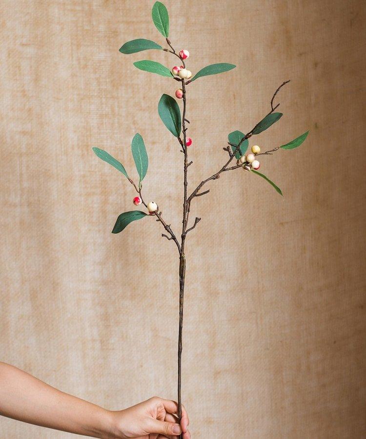 Artificial Fruit Snow Berry Leaf Stem 28