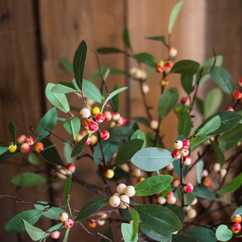 Artificial Fruit Snow Berry Leaf Stem 28