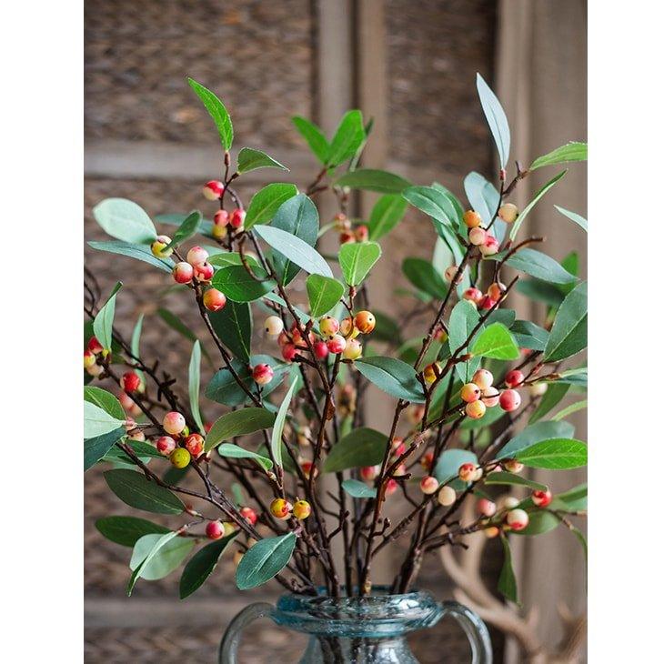 Artificial Fruit Snow Berry Leaf Stem 28