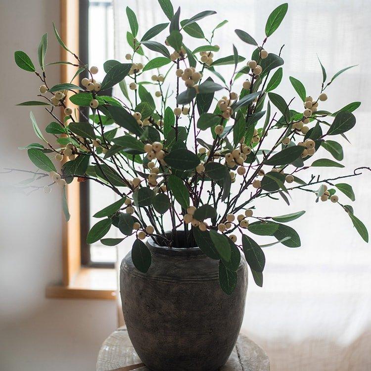 Artificial Fruit Snow Berry Leaf Stem 28