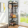 Industrial Metal/Wood Corner Hall Tree Shoe Storage Bench Coat Rack